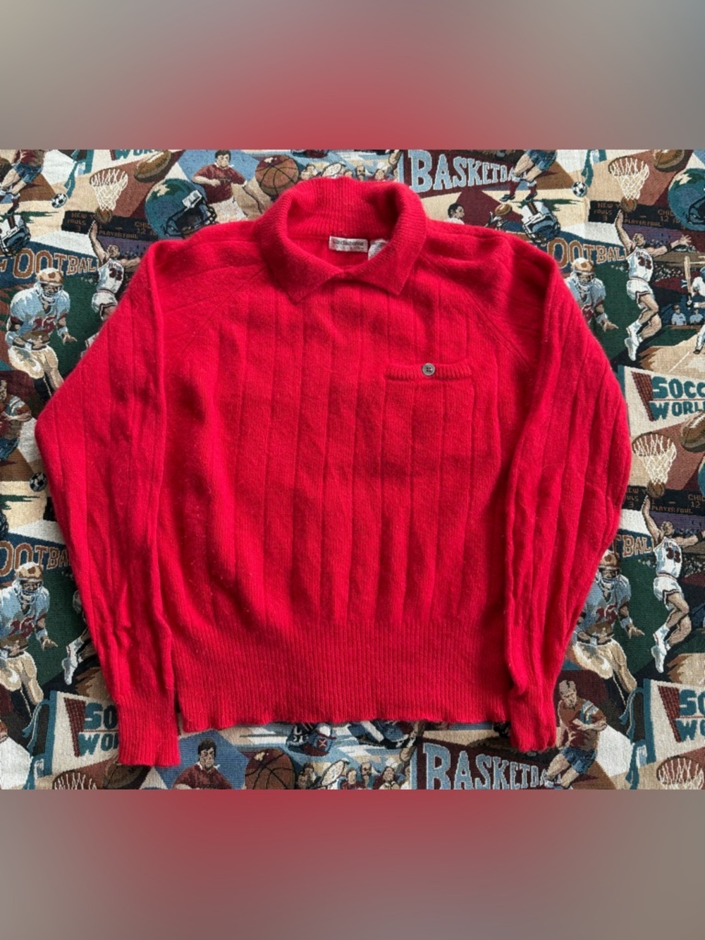 Vintage 90s Women’s Liz Claiborne Red Lambswool Collard Sweater